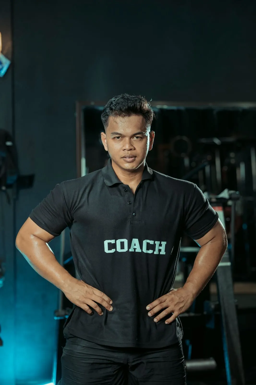 Head trainer Suraj Lama, hands on hips